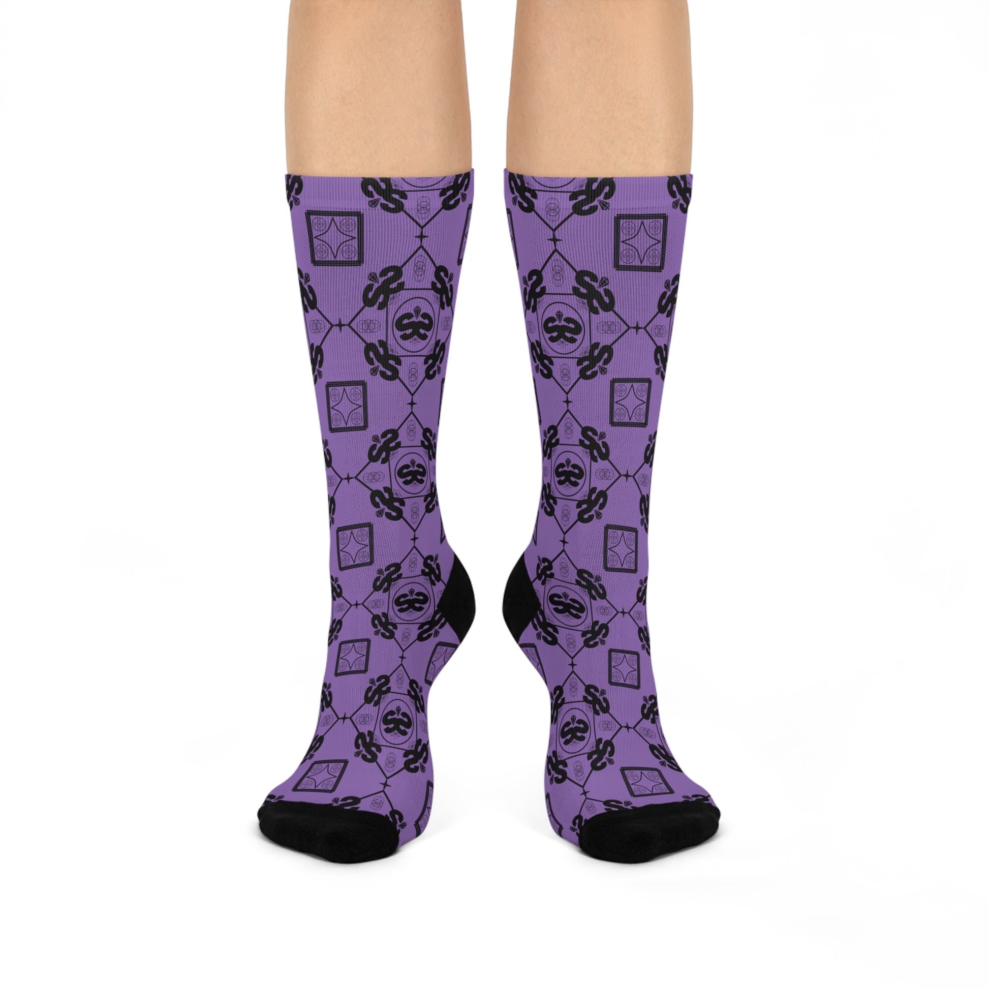 Purple argyle crew socks for Pokemon collectors