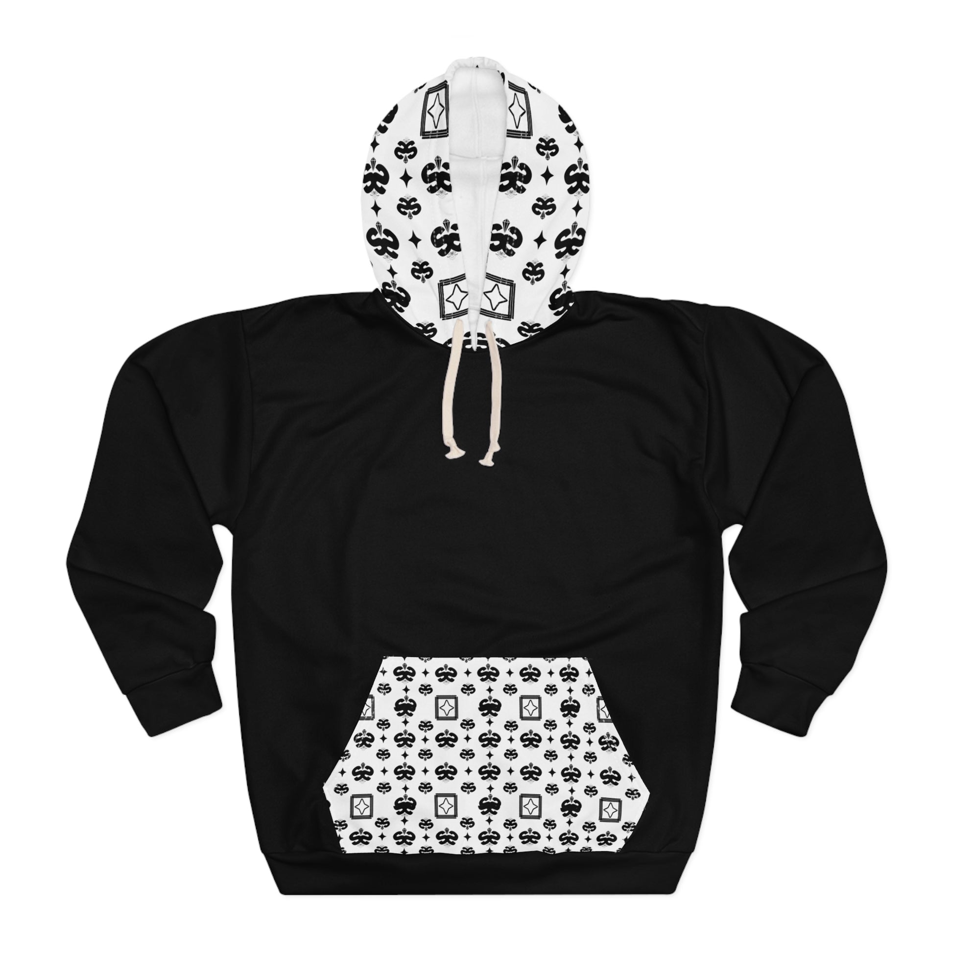 All-over print hoodie with Slabbed & Sealed logo pattern for trading card collectors